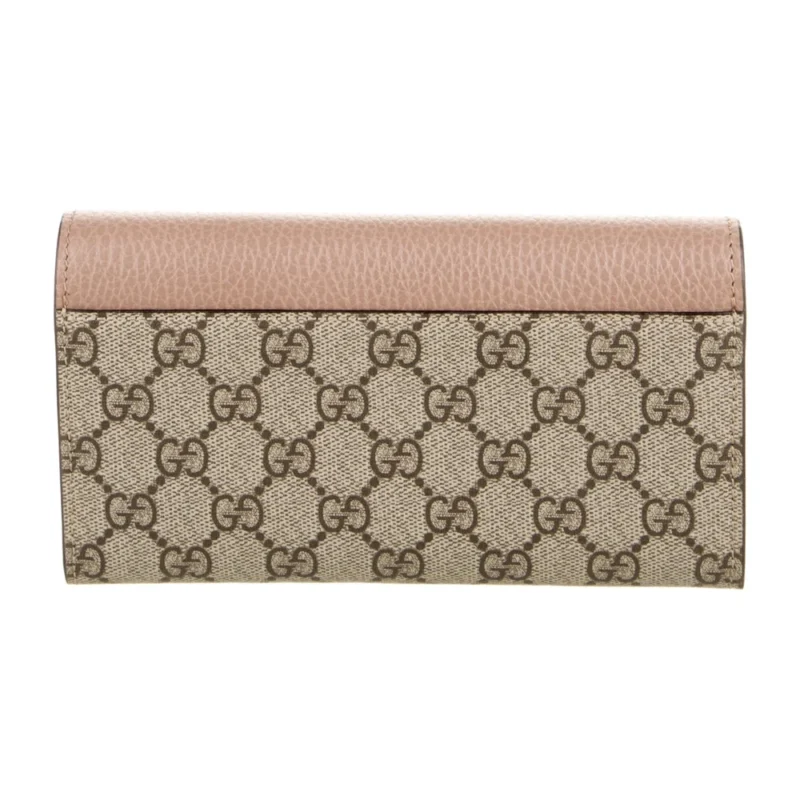 GUCCI MEDIUM PRINTED CONTINENTAL WALLET BROWN/PINK MATELASS?? CHEVRON LEATHER GOLD HARDWARE - Image 2