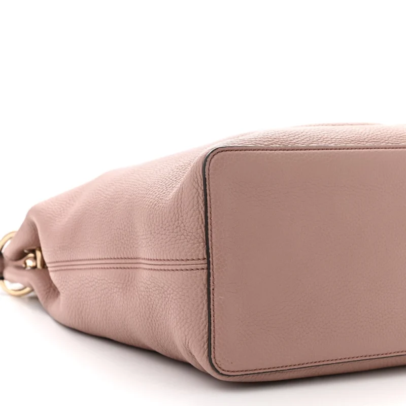 GUCCI LARGE SOHO HOBO CAMEL PEBBLED CALFSKIN LEATHER BRASS HARDWARE - Image 5