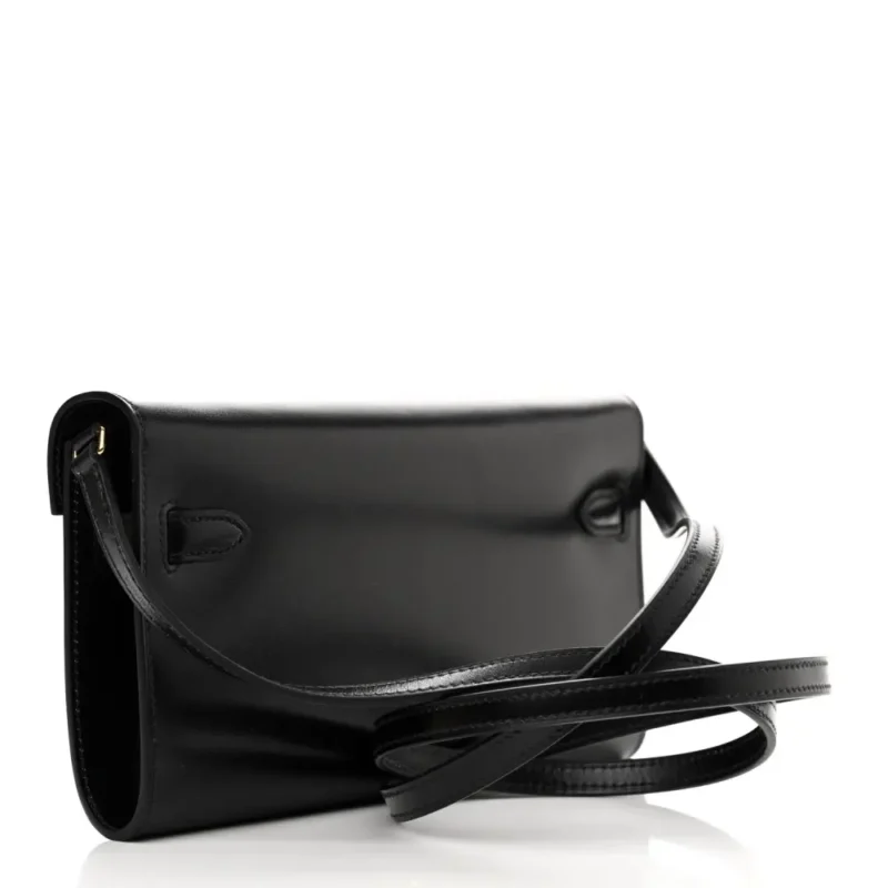HERM??S KELLY WALLET TO GO BLACK BOX LEATHER GOLD HARDWARE - Image 3