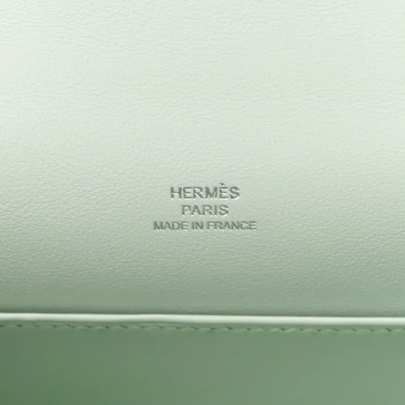 HERM??S KELLY POCHETTE CLUTCH VERT PEPPERMINT SWIFT LEATHER PALLADIUM HARDWARE - Image 2