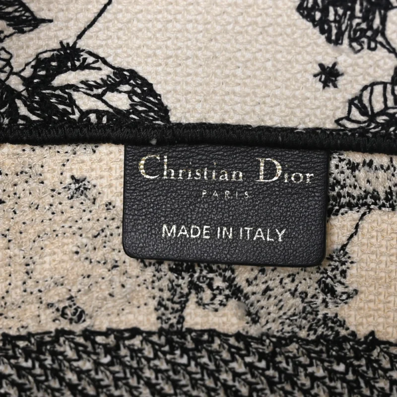 DIOR SMALL ZODIAC TOILE DE JOUY BOOK TOTE LATTE/BLACK EMBROIDERED CANVAS - Image 2