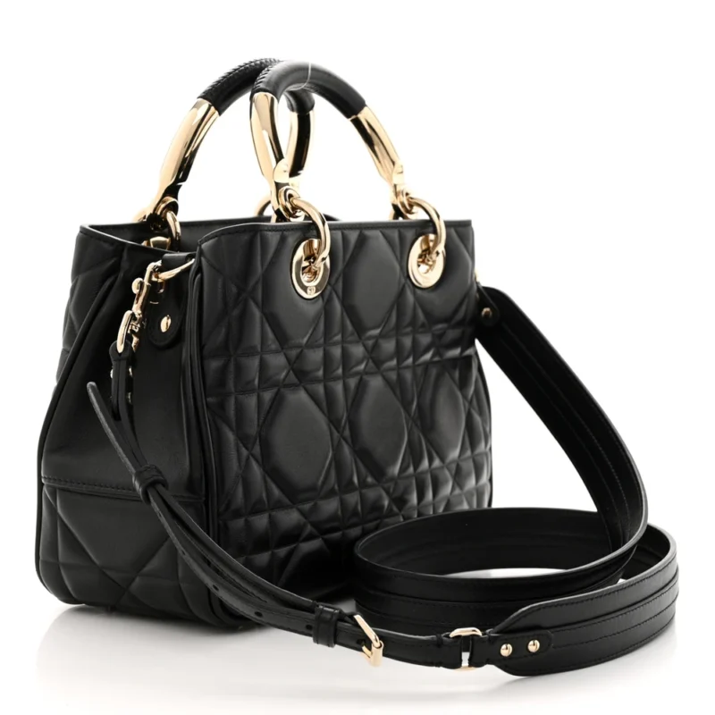 DIOR SMALL THE LADY 95.22 BLACK CALFSKIN CANNAGE DARK SILVER HARDWARE - Image 3