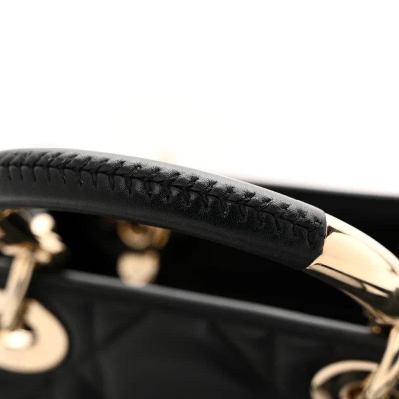 DIOR SMALL THE LADY 95.22 BLACK CALFSKIN CANNAGE DARK SILVER HARDWARE - Image 10