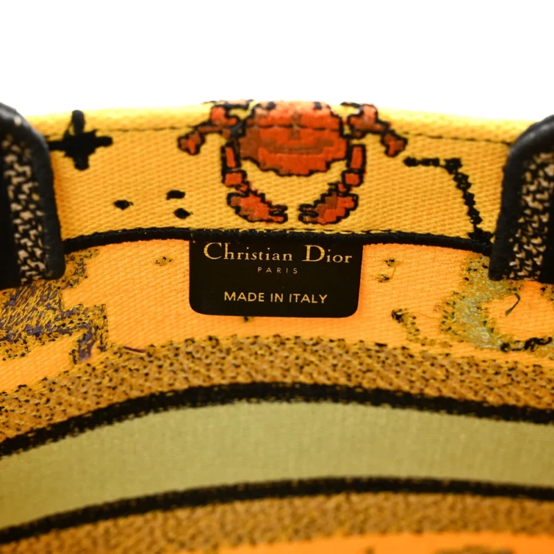 DIOR SMALL PIXEL ZODIAC BOOK TOTE YELLOW MULTICOLOR EMBROIDERED CANVAS - Image 2