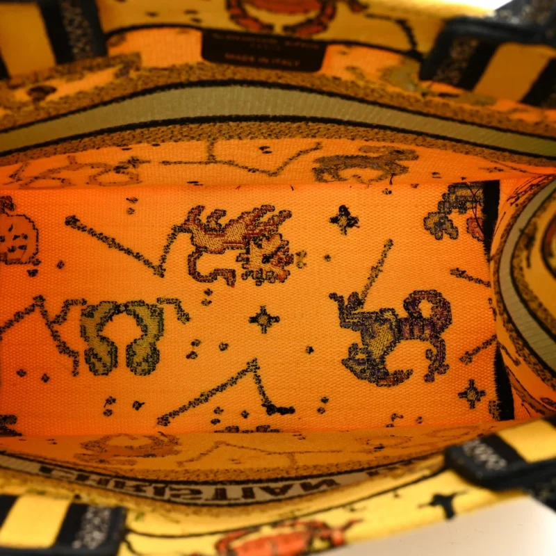 DIOR SMALL PIXEL ZODIAC BOOK TOTE YELLOW MULTICOLOR EMBROIDERED CANVAS - Image 7