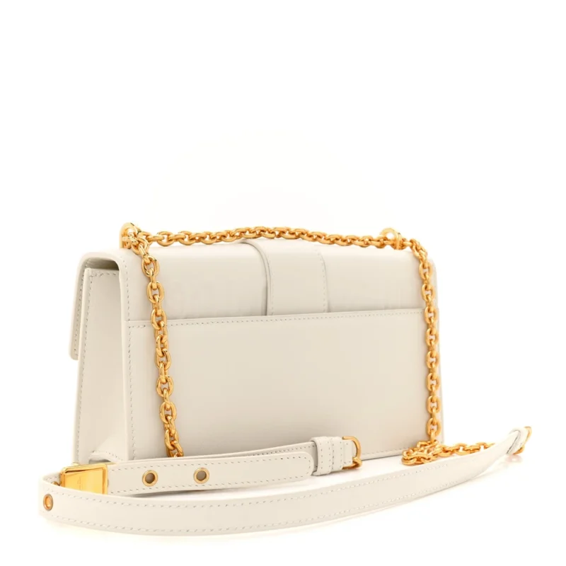 DIOR SMALL MONTAIGNE 30 EAST-WEST CHAIN FLAP BAG OFF WHITE GRAINED CALFSKIN LEATHER GOLD HARDWARE - Image 3