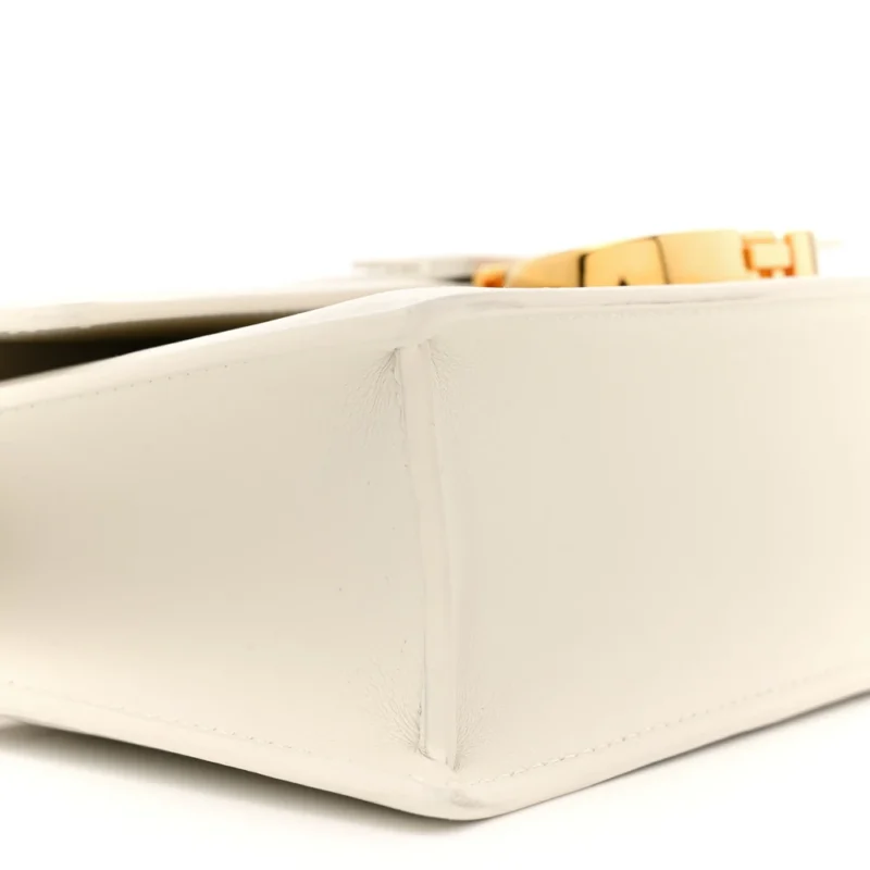 DIOR SMALL MONTAIGNE 30 EAST-WEST CHAIN FLAP BAG OFF WHITE GRAINED CALFSKIN LEATHER GOLD HARDWARE - Image 4