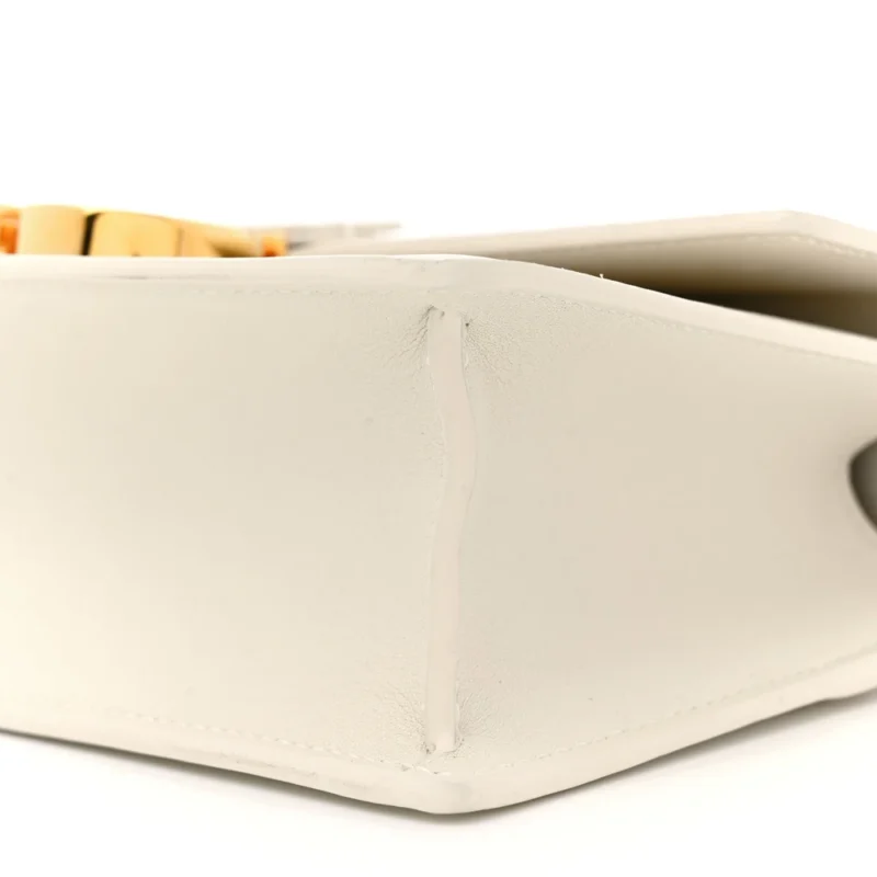 DIOR SMALL MONTAIGNE 30 EAST-WEST CHAIN FLAP BAG OFF WHITE GRAINED CALFSKIN LEATHER GOLD HARDWARE - Image 5