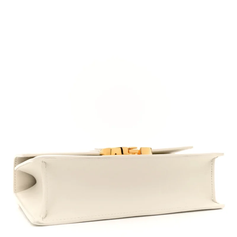 DIOR SMALL MONTAIGNE 30 EAST-WEST CHAIN FLAP BAG OFF WHITE GRAINED CALFSKIN LEATHER GOLD HARDWARE - Image 6
