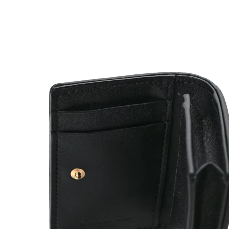DIOR SMALL LADY DIOR FLAP CARD HOLDER BLACK CANNAGE LAMBSKIN LEATHER GOLD HARDWARE - Image 5