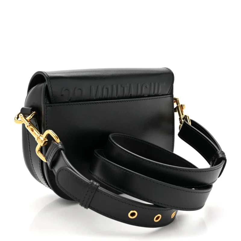 DIOR SMALL BOBBY FLAP BAG BLACK BOX CALFSKIN LEATHER GOLD HARDWARE - Image 3