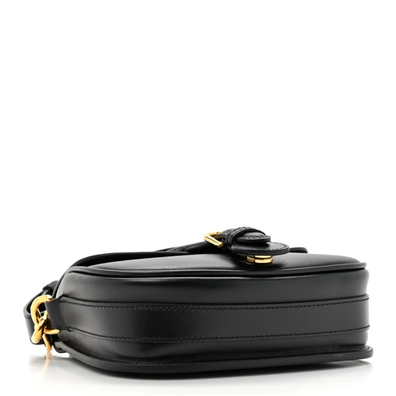 DIOR SMALL BOBBY FLAP BAG BLACK BOX CALFSKIN LEATHER GOLD HARDWARE - Image 6