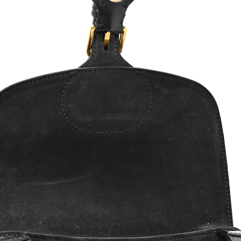 DIOR SMALL BOBBY FLAP BAG BLACK BOX CALFSKIN LEATHER GOLD HARDWARE - Image 8