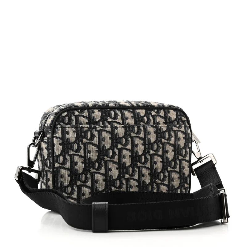 DIOR MINI SAFARI MESSENGER NAVY BLUE OBLIQUE CANVAS SILVER HARDWARE - Image 3