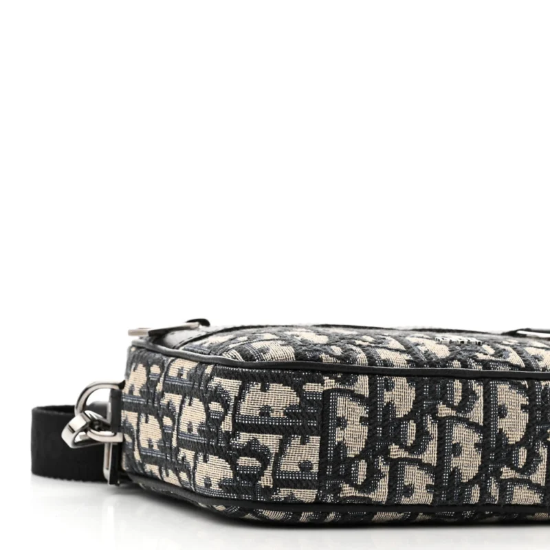 DIOR MINI SAFARI MESSENGER NAVY BLUE OBLIQUE CANVAS SILVER HARDWARE - Image 4