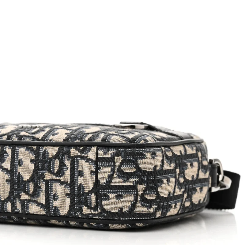 DIOR MINI SAFARI MESSENGER NAVY BLUE OBLIQUE CANVAS SILVER HARDWARE - Image 5