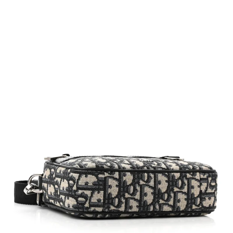 DIOR MINI SAFARI MESSENGER NAVY BLUE OBLIQUE CANVAS SILVER HARDWARE - Image 6