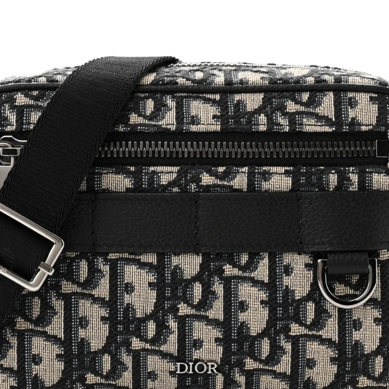DIOR MINI SAFARI MESSENGER NAVY BLUE OBLIQUE CANVAS SILVER HARDWARE - Image 8