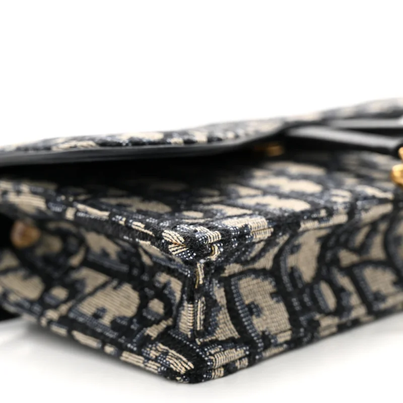 DIOR MINI SADDLE BELT BAG BLUE OBLIQUE CANVAS BRASS HARDWARE - Image 4