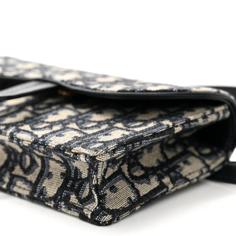DIOR MINI SADDLE BELT BAG BLUE OBLIQUE CANVAS BRASS HARDWARE - Image 5