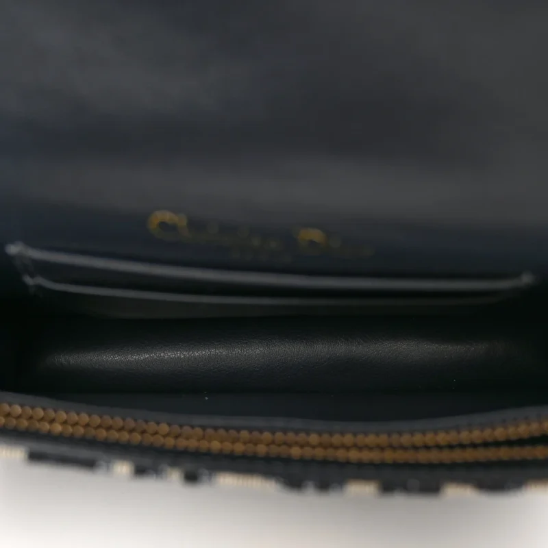 DIOR MINI SADDLE BELT BAG BLUE OBLIQUE CANVAS BRASS HARDWARE - Image 7