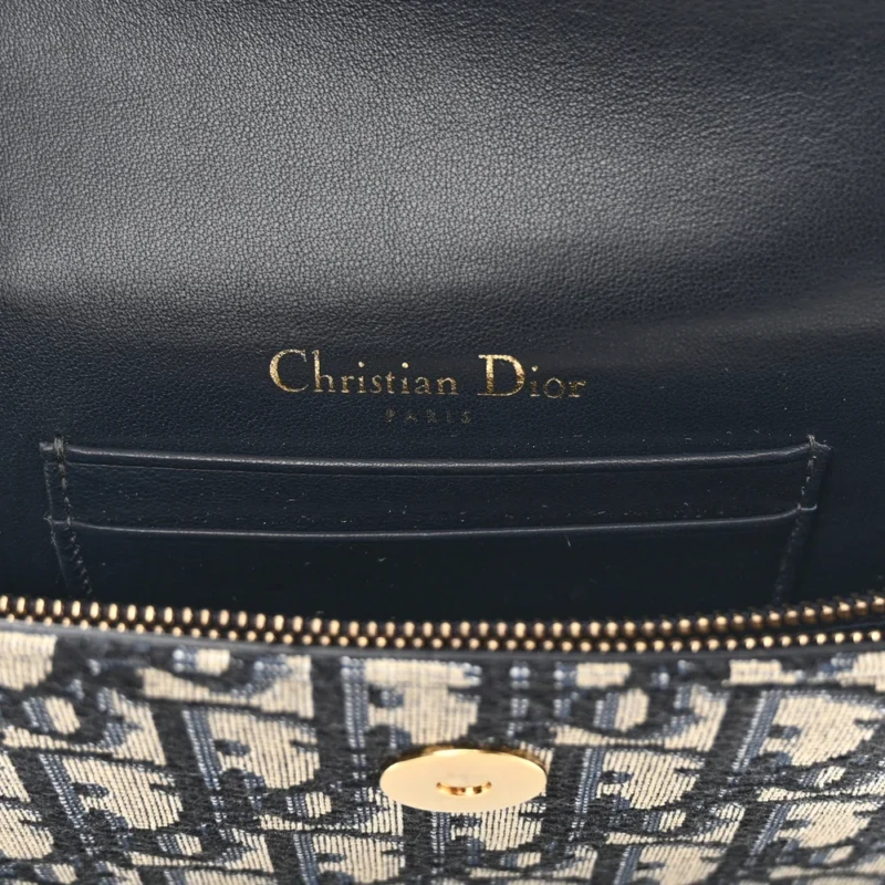 DIOR MINI SADDLE BELT BAG BLUE OBLIQUE CANVAS BRASS HARDWARE - Image 9