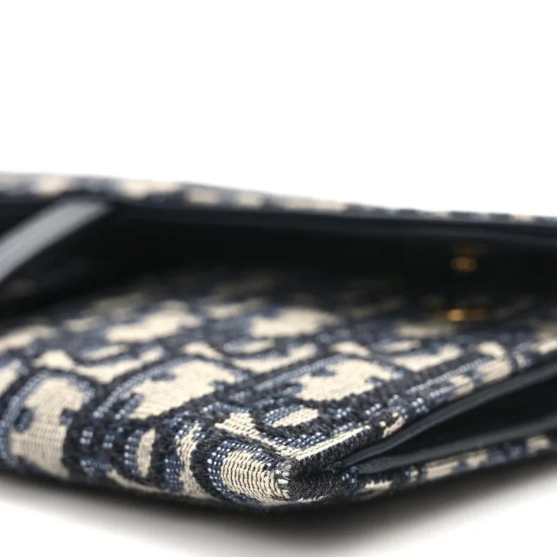 DIOR MINI SADDLE CHAIN LONG WALLET BLUE OBLIQUE CANVAS GOLD HARDWARE - Image 5