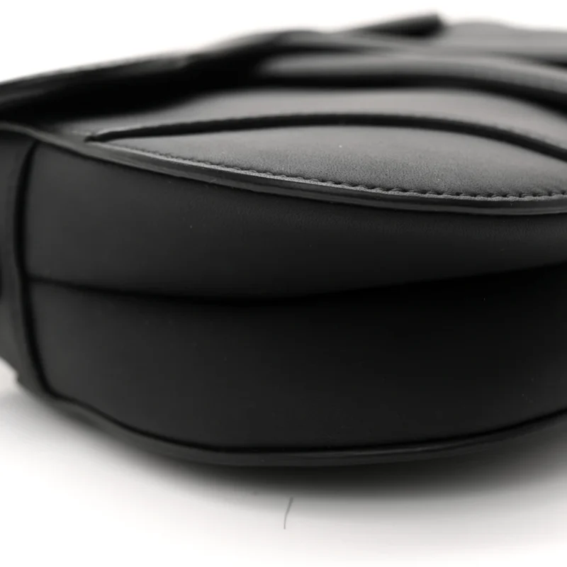 DIOR MINI SADDLE BAG BLACK ULTRA MATTE CALFSKIN LEATHER MATTE BLACK HARDWARE - Image 4