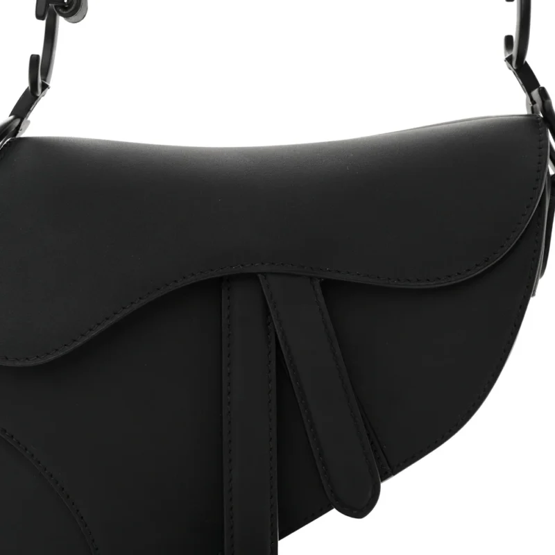 DIOR MINI SADDLE BAG BLACK ULTRA MATTE CALFSKIN LEATHER MATTE BLACK HARDWARE - Image 7