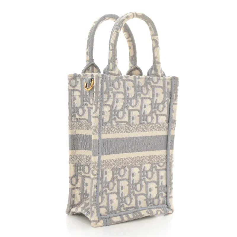 DIOR MINI BOOK TOTE PHONE BAG GREY OBLIQUE CANVAS - Image 2