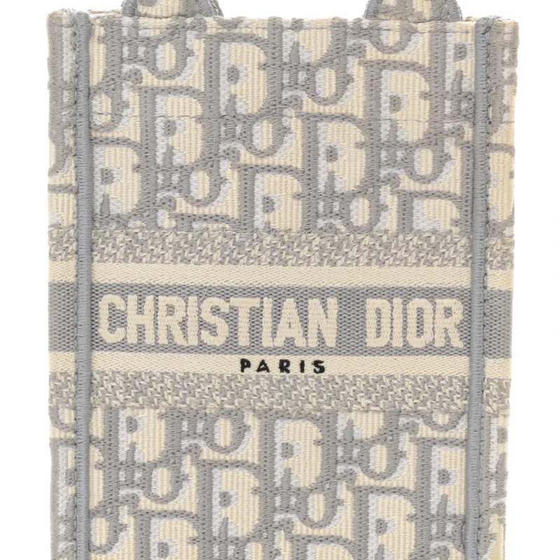 DIOR MINI BOOK TOTE PHONE BAG GREY OBLIQUE CANVAS - Image 7