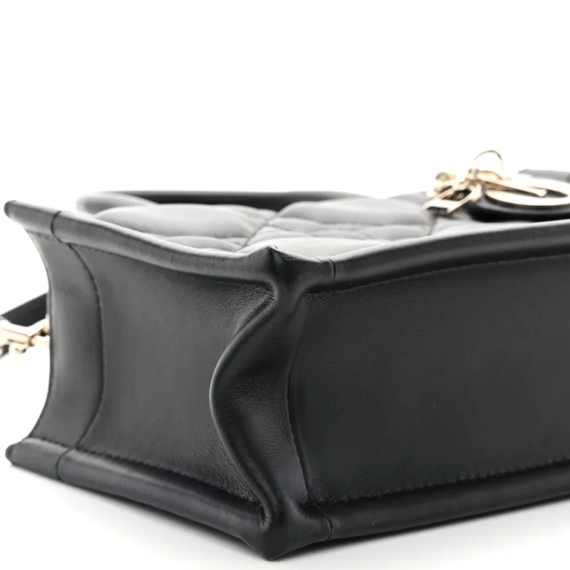 DIOR MINI BOOK TOTE BLACK MACROCANNAGE CALFSKIN LEATHER LIGHT GOLD HARDWARE - Image 4