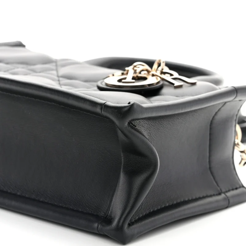 DIOR MINI BOOK TOTE BLACK MACROCANNAGE CALFSKIN LEATHER LIGHT GOLD HARDWARE - Image 5