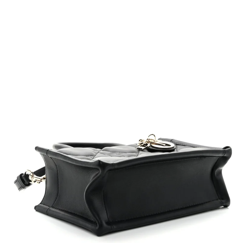 DIOR MINI BOOK TOTE BLACK MACROCANNAGE CALFSKIN LEATHER LIGHT GOLD HARDWARE - Image 6