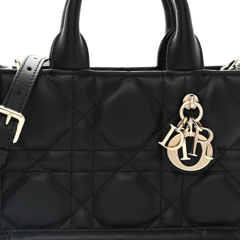 DIOR MINI BOOK TOTE BLACK MACROCANNAGE CALFSKIN LEATHER LIGHT GOLD HARDWARE - Image 8
