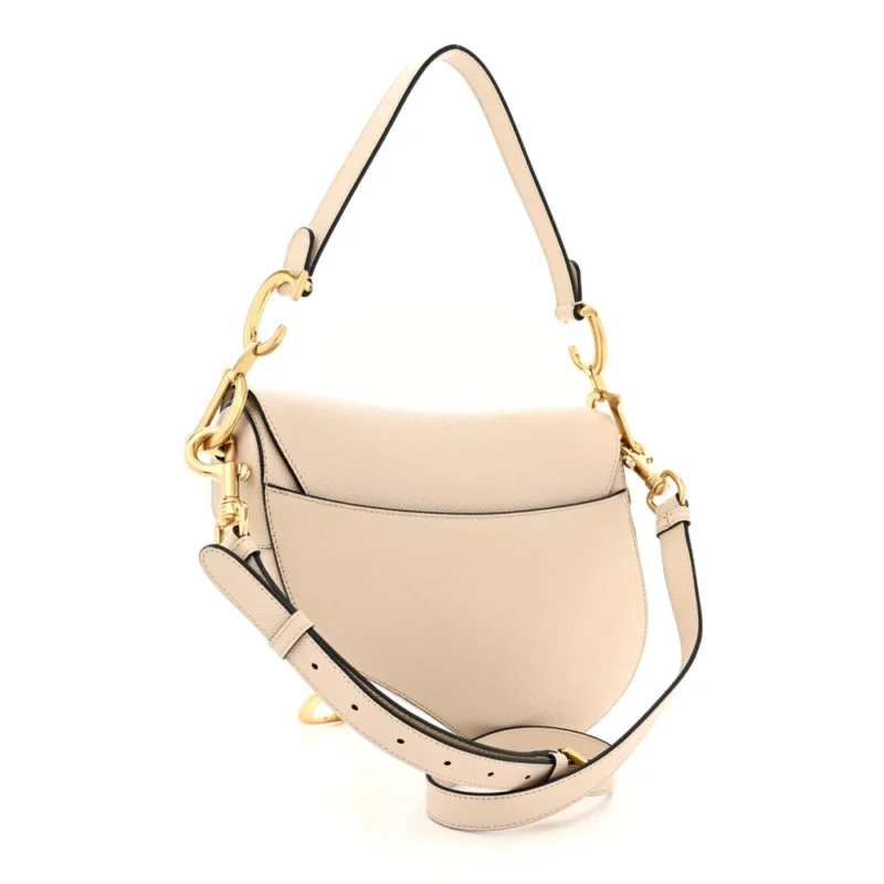 DIOR MEDIUM SADDLE BAG WITH STRAP HAZELNUT GRAINED CALFSKIN LEATHER GOLD HARDWARE - Image 3