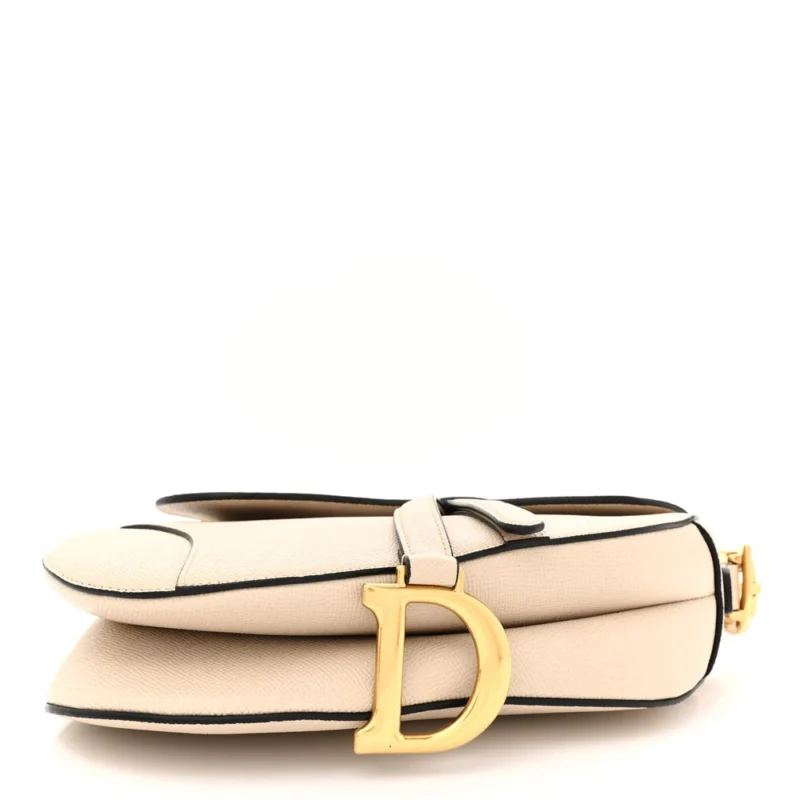 DIOR MEDIUM SADDLE BAG WITH STRAP HAZELNUT GRAINED CALFSKIN LEATHER GOLD HARDWARE - Image 6