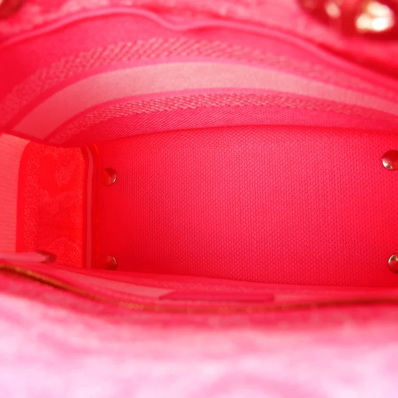 DIOR MEDIUM TOILE DE JOUY LADY D-LITE FLUORESCENT PINK REVERSE EMBROIDERED CANVAS GOLD HARDWARE - Image 7