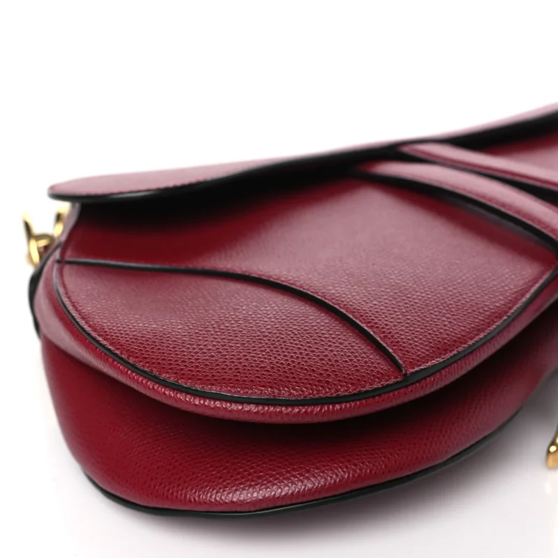 DIOR MEDIUM SADDLE BAG RED GRAINED CALFSKIN LEATHER BRASS HARDWARE - Image 4