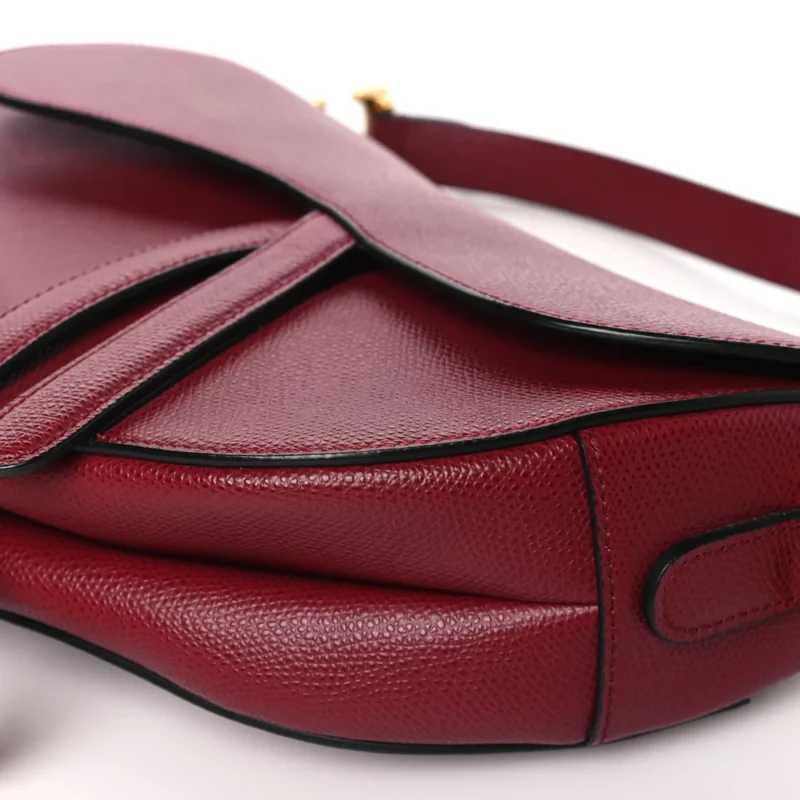 DIOR MEDIUM SADDLE BAG RED GRAINED CALFSKIN LEATHER BRASS HARDWARE - Image 5