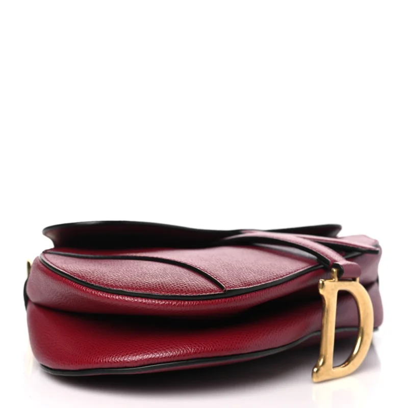 DIOR MEDIUM SADDLE BAG RED GRAINED CALFSKIN LEATHER BRASS HARDWARE - Image 6
