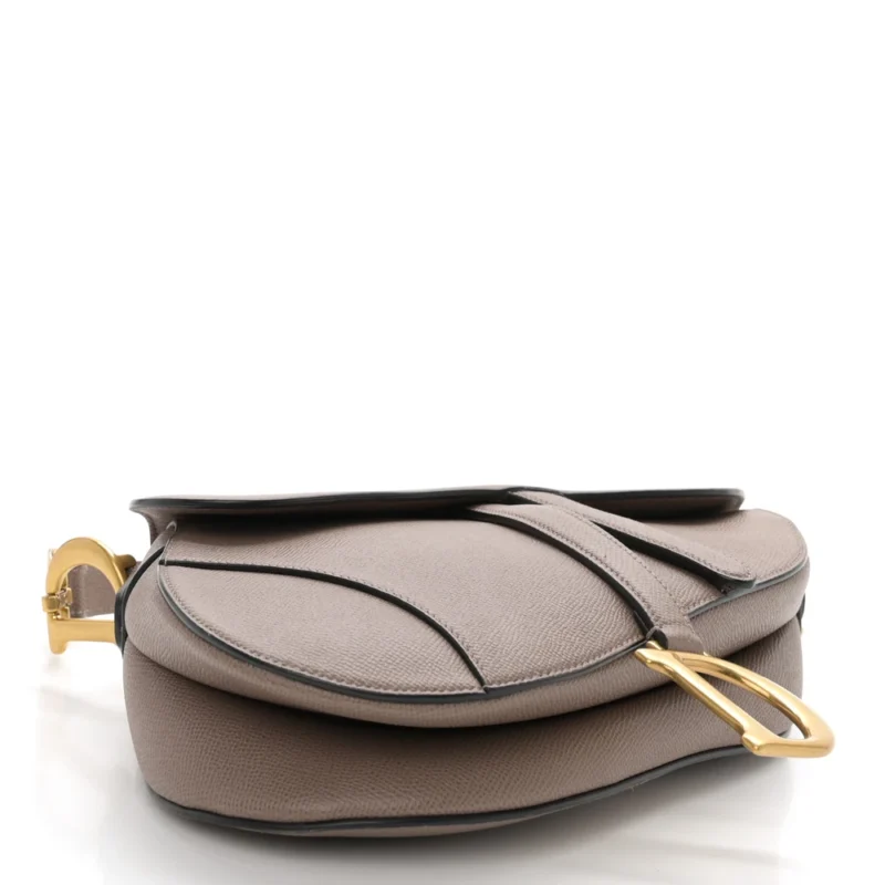 DIOR MEDIUM SADDLE BAG WARM TAUPE GRAINED CALFSKIN LEATHER GOLD HARDWARE - Image 6
