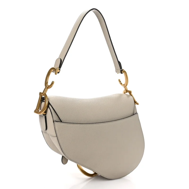 DIOR MEDIUM SADDLE BAG SAND GRAINED CALFSKIN LEATHER GOLD HARDWARE - Image 3