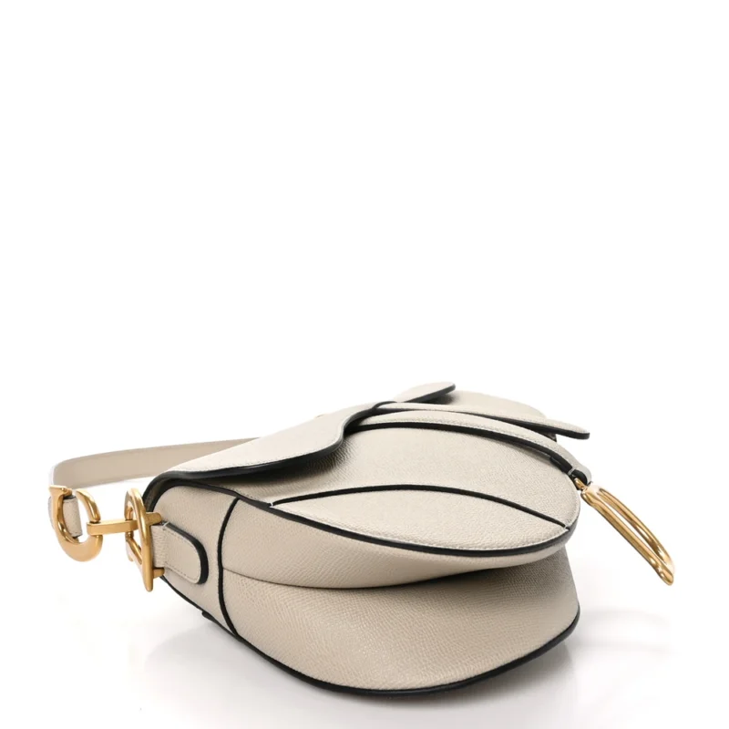 DIOR MEDIUM SADDLE BAG SAND GRAINED CALFSKIN LEATHER GOLD HARDWARE - Image 6