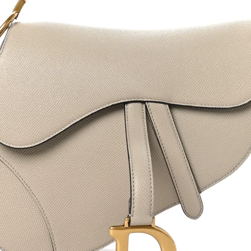 DIOR MEDIUM SADDLE BAG SAND GRAINED CALFSKIN LEATHER GOLD HARDWARE - Image 8