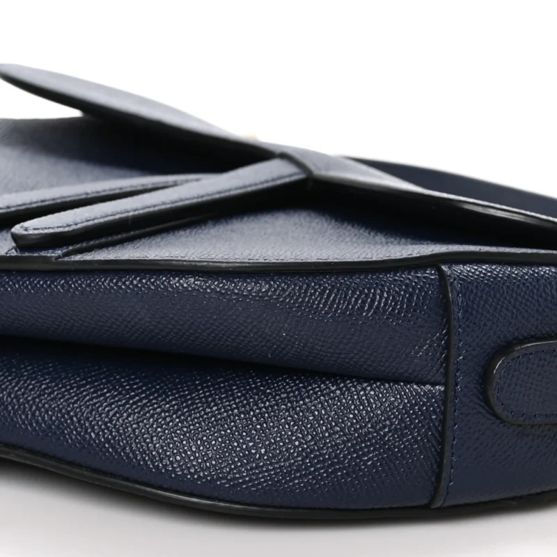 DIOR MEDIUM SADDLE BAG NAVY BLUE GRAINED CALFSKIN LEATHER GOLD HARDWARE - Image 5