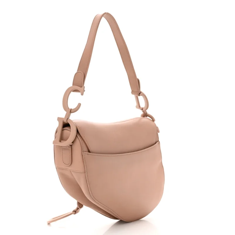 DIOR MEDIUM SADDLE BAG BLUSH ULTRA MATTE CALFSKIN LEATHER MATTE BEIGE HARDWARE - Image 3