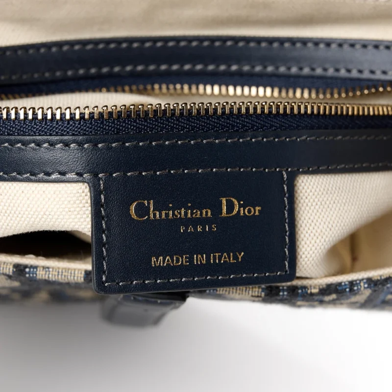 DIOR MEDIUM SADDLE BAG BLUE OBLIQUE CANVAS BRASS HARDWARE - Image 2