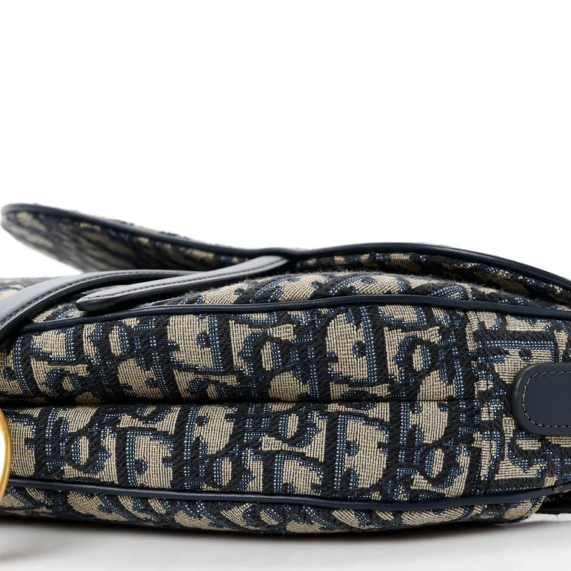 DIOR MEDIUM SADDLE BAG BLUE OBLIQUE CANVAS BRASS HARDWARE - Image 5