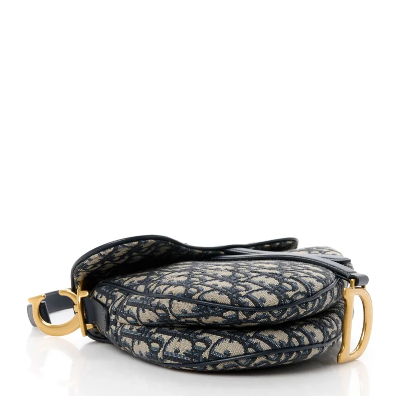 DIOR MEDIUM SADDLE BAG BLUE OBLIQUE CANVAS BRASS HARDWARE - Image 6